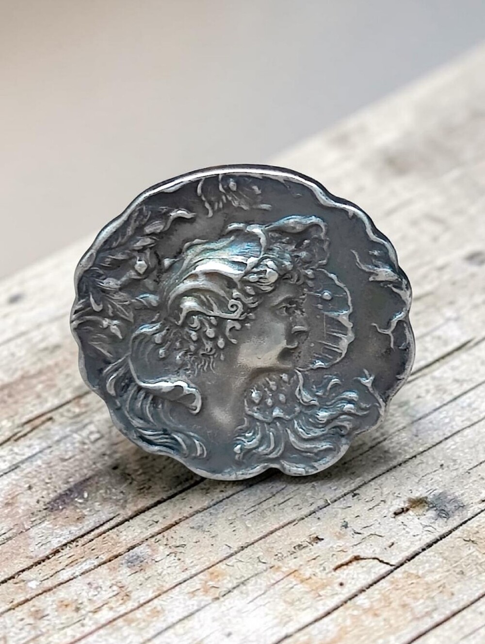 Antique Sterling Silver Art Nouveau Goddess Hat Pin